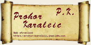 Prohor Karaleić vizit kartica